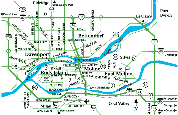 Quad City Iowa Map Quad City Road Map | Quad Cities