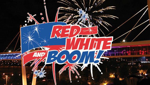 red and white and boom