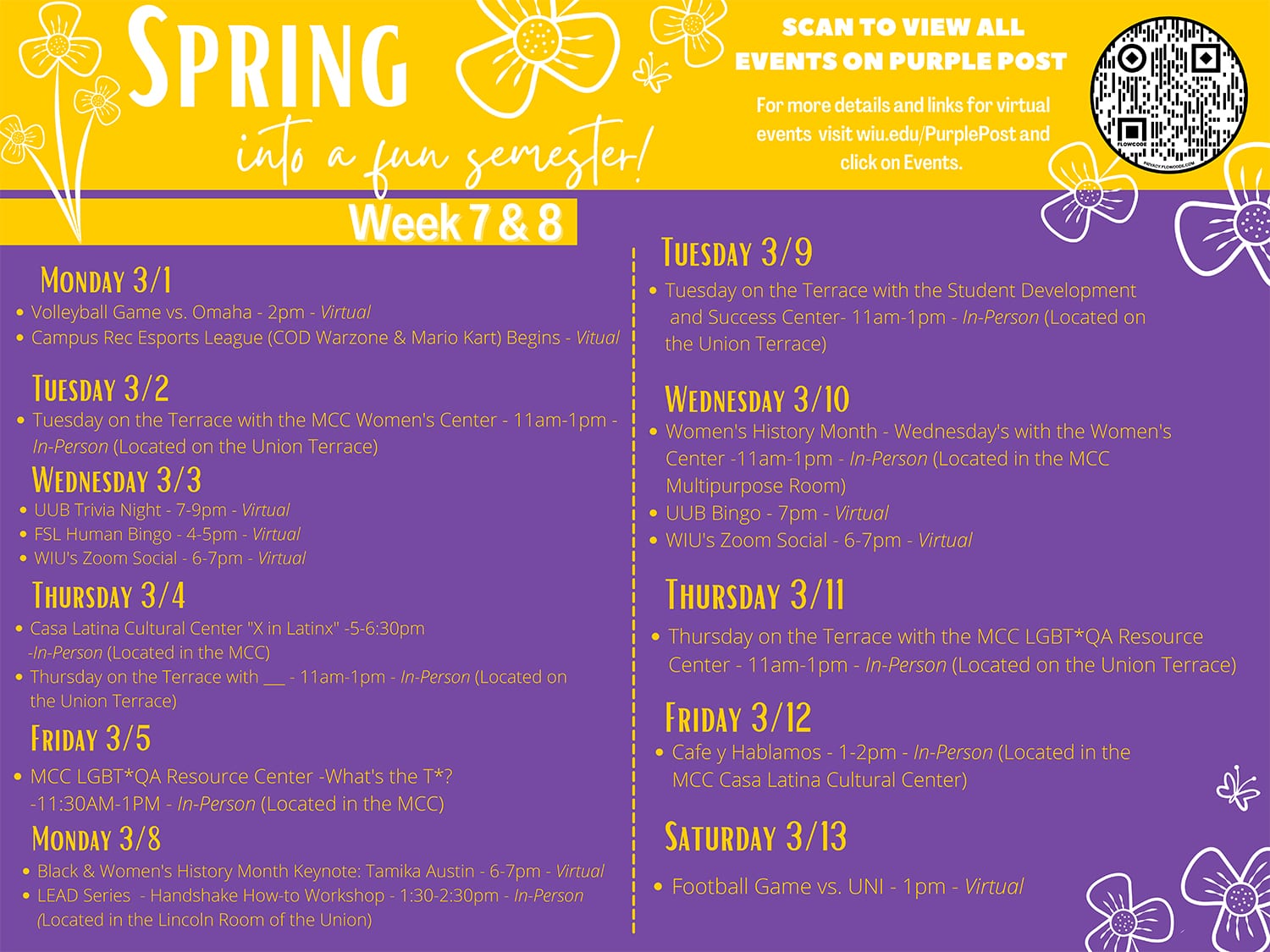 'Spring Into a Fun Semester' at WIU Continues Through March 13 Quad