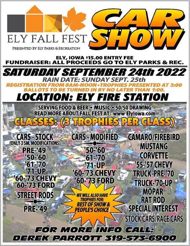 Ely Fall Fest Car Show Revving Into Iowa TODAY! Quad